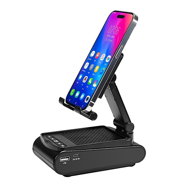 Mobiltelefonholder Bluetooth høyttaler Sammenleggbar bærbar Black