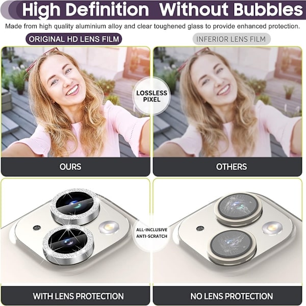 Til iPhone 15 / 15 Plus Lens Glitter Silver