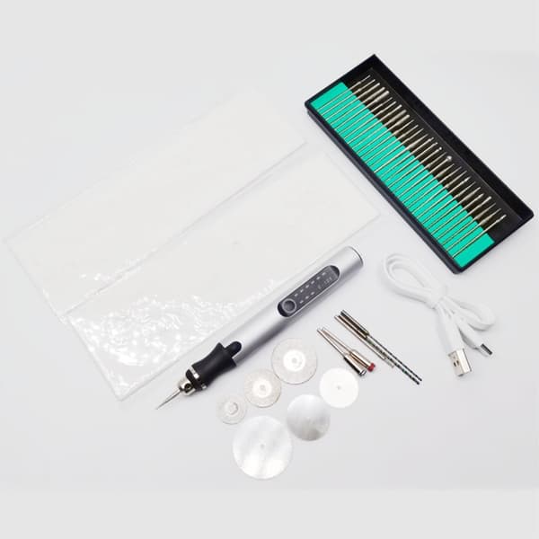 Genopladelig graveringspen Graveringsnåleboresæt DIY Crafts Silver