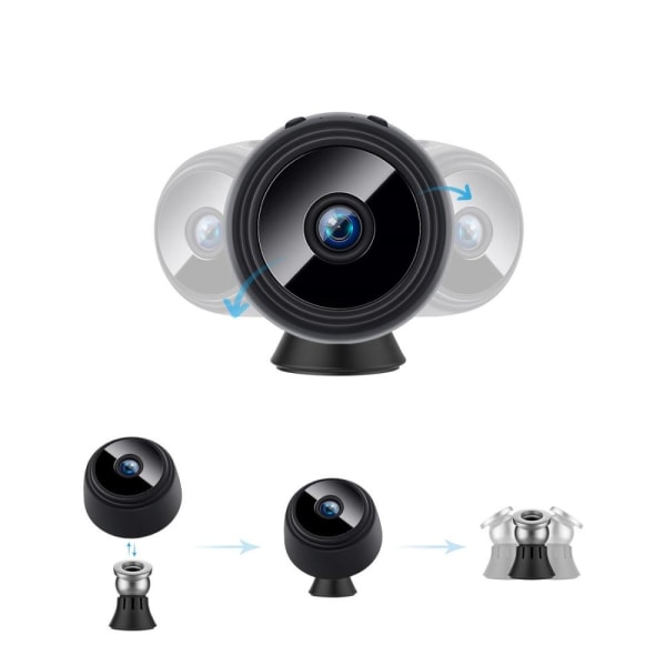 W9 Mini Spy Kamera Trådløs Wifi IP Hjemmesikkerhedskamera HD 108 Black