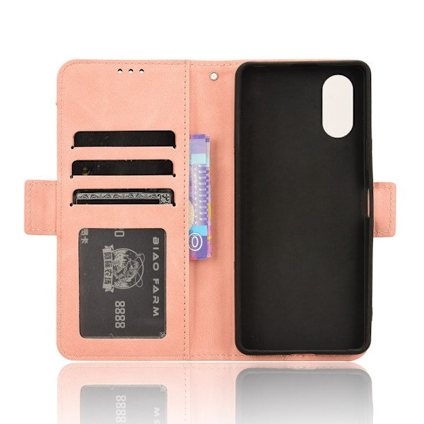 Sony Xperia 10 VI Kotelo PU-nahkainen Flip Folio Puhelimen Suojakotelo Useilla Korteilla Pink