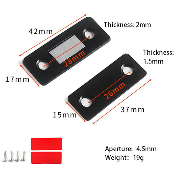 2Pcs / Set Magnetic Door Catch Drawer Cabinet Closer Adhesive Black