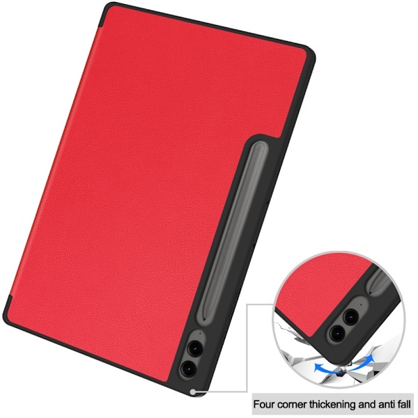 Kolmen taittotelineen älykotelo Samsung Galaxy Tab S10+ (S10 Plus) -puhelimelle Red