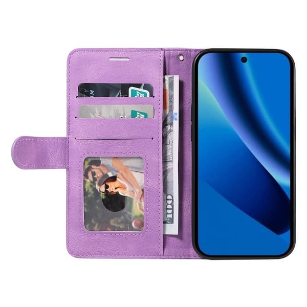 För Google Pixel 10a Plånboksfodral med Stativ Tvåfärgad Design - Lila Lila