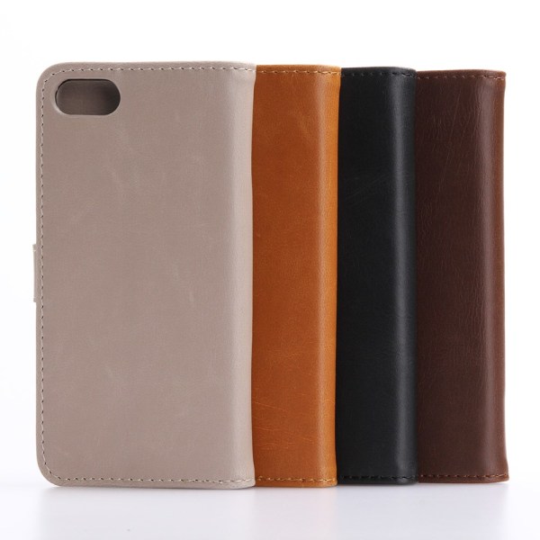 Retro læder tegnebog til iPhone 8/7 Plus Black