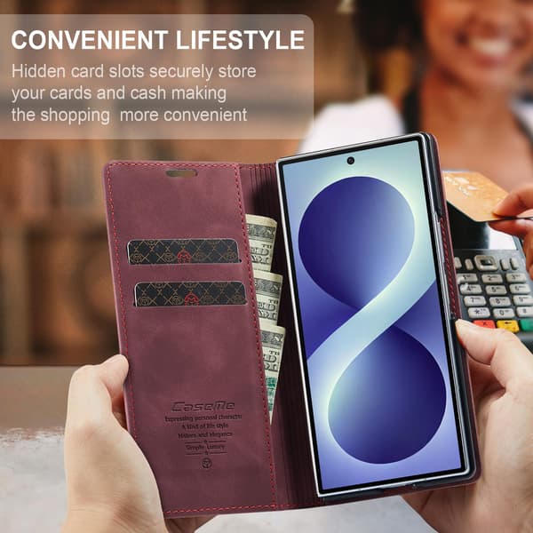 CASEME Telefonplånboksfodral med stöd till Samsung Galaxy Z Fold8 Ultra Röd