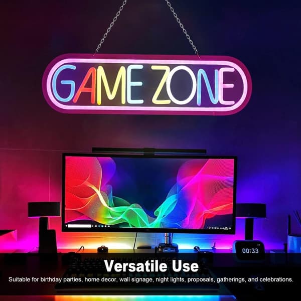 Gaming LED Neonlys Veggdekorasjon Spillrom Atmosfære Lampe Romdekorasjon White