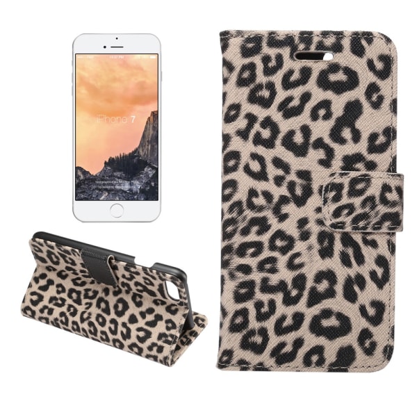 iPhone 7 / iPhone 8 / SE Plånboksfodral / Fodral Leopard Grå - Svart Svart