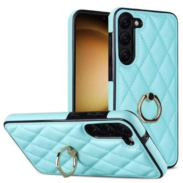 Samsung Galaxy S23 Etui Rhombus Grid Mønster Bagcoverring Kickstand - Himmelblå Blue