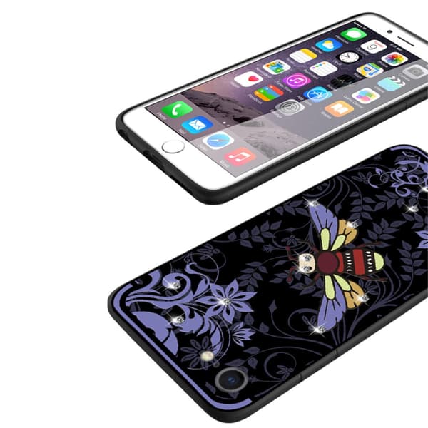 NXE Insect Pattern Rhinestone Decor TPU Kansi - iPhone 8 / 7 - Violetti Bee