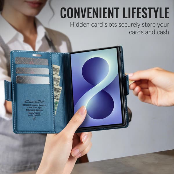 CASEME Glanset telefonlommebokdeksel til Samsung Galaxy Z Fold8 Blue