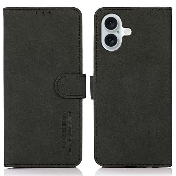 KHAZNEH Til iPhone 17 Pungcover PU-læder med Stander - Sort Black