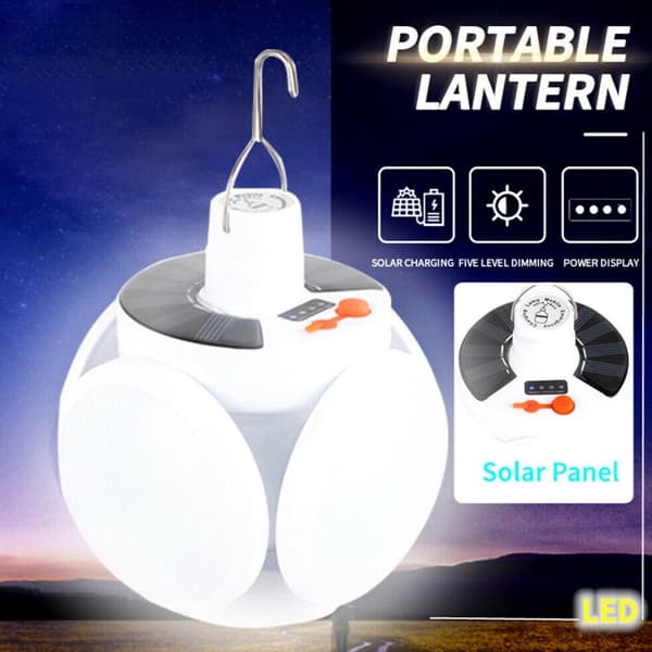 Solcelled Campinglykt Lampetelt Oppladbart Fjernkontroll White
