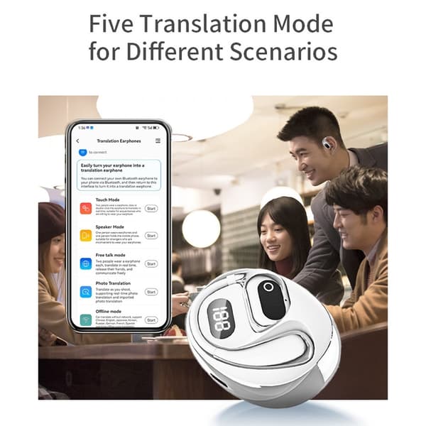 144 språk oversettelse oversetter smart oversetter headset Bluetooth - blå Blue
