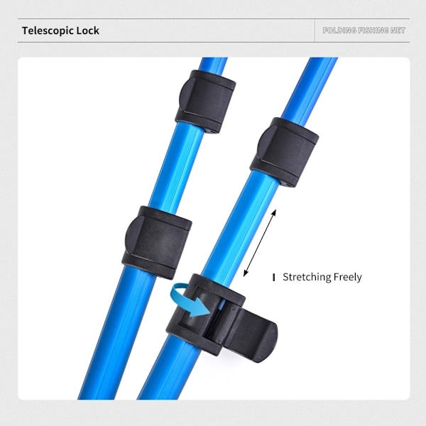 230 cm 3-osainen taitettava kolmiokalastusverkko Håv Kalastusverkko kauhalla Blue