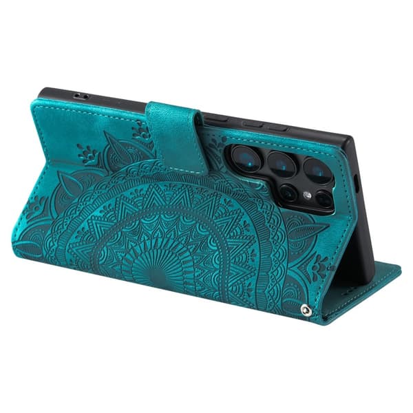 Til Samsung Galaxy S25 Ultra tegnebogscover Cover Shell Mandala Blomstermønster Green