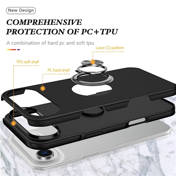 For iPhone Air Hybrid-deksel med Fingerring Black