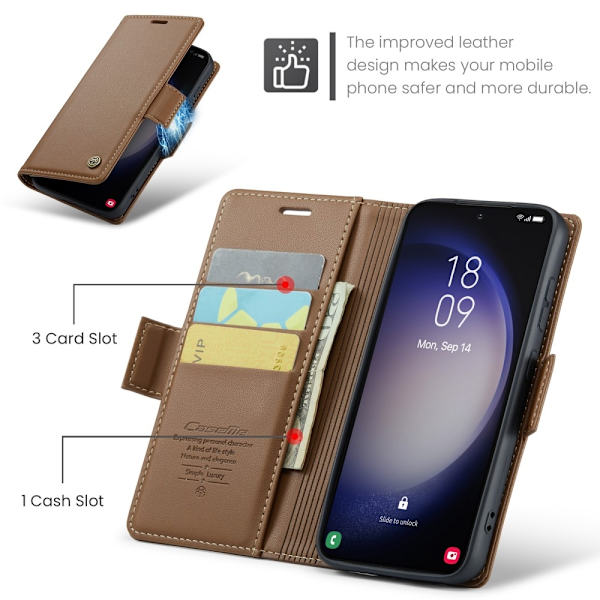 CASEME Retro Pung Taske til Samsung Galaxy S24 Brown