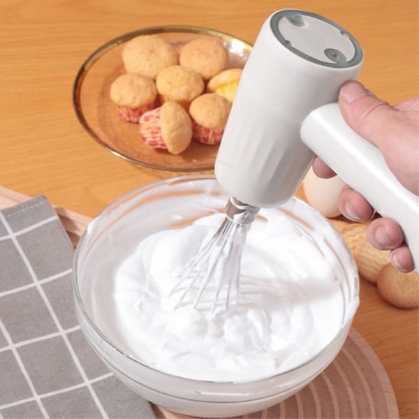 2-i-1 handmixer elektrisk Visp Sladdlös uppladdningsbar + skål Vit