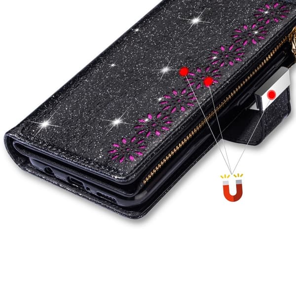 For Samsung Galaxy A26 5G Etui Stjernehimmel Gravert Lommebokdeksel Black