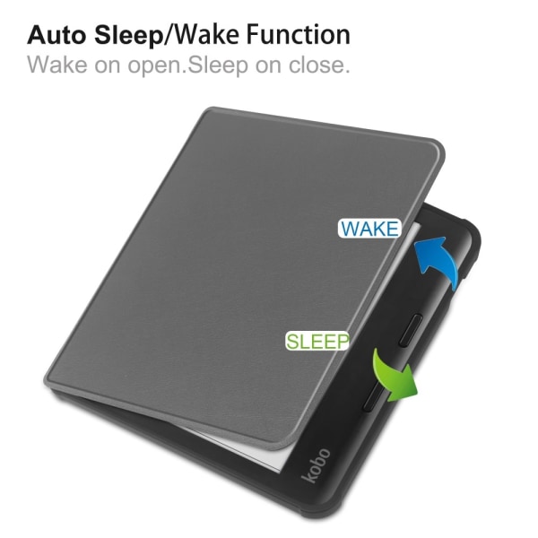 Kobo Libra Colour Kotelo PU Nahka + TPU E-Reader Suoja Grey