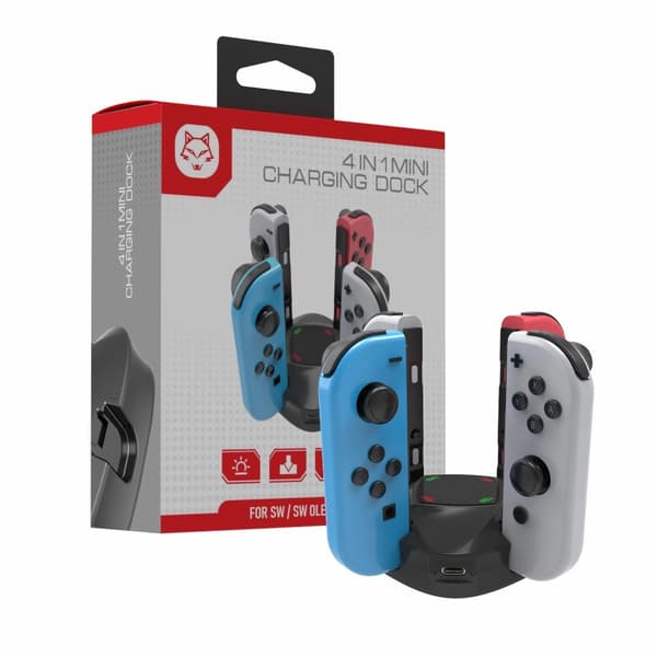 Kompatibel med Nintendo Switch + OLED Joy - Con Controller 4 - i - 1 ladestation Black