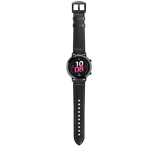 Läder + Silikon Rem för Huawei Watch GT2 42mm - Svart Svart