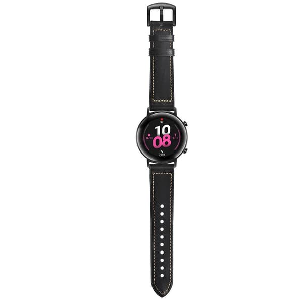 Skinn+Silikonstropp til Huawei Watch GT2 42mm - Svart Black
