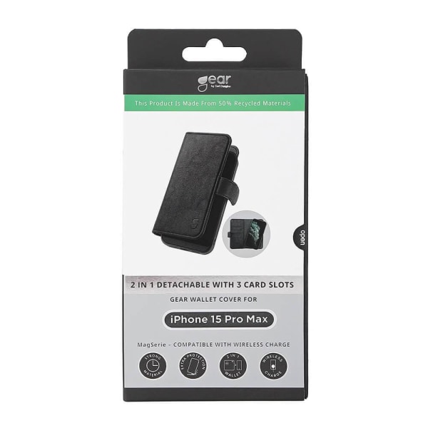 Gear Mobilfodral 2-i-1 3 Kortfack MagSeries - iPhone 15 Pro Max Svart