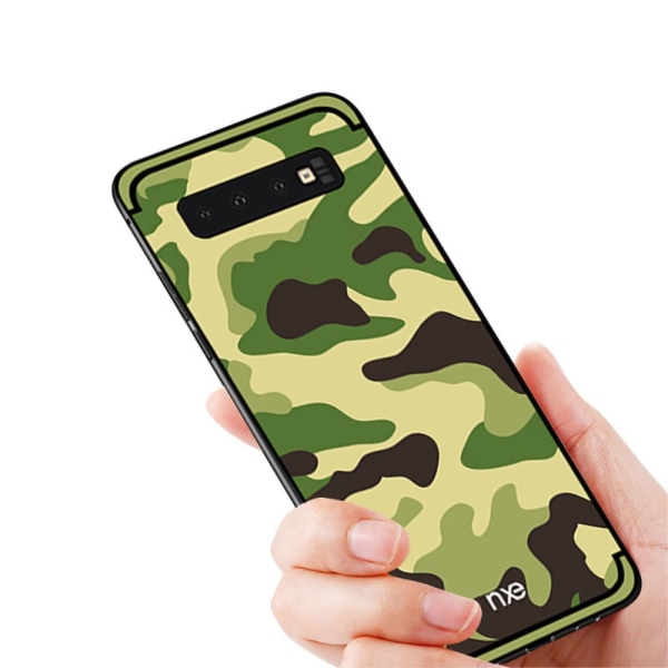 NXE Camouflage Pattern PC TPU Hybrid Cover til Samsung Galaxy S10 Green