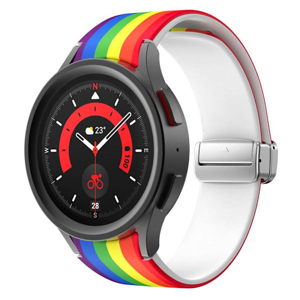 Samsung Galaxy Watch5+4 40 44mm Watch5 Pro 45mm Silikon Rem Regnbåge multifärg