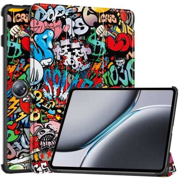 Til OnePlus Pad 2 Tri - fold Stand Wake/Sleep Cover Tabletetui - Graffiti Multicolor