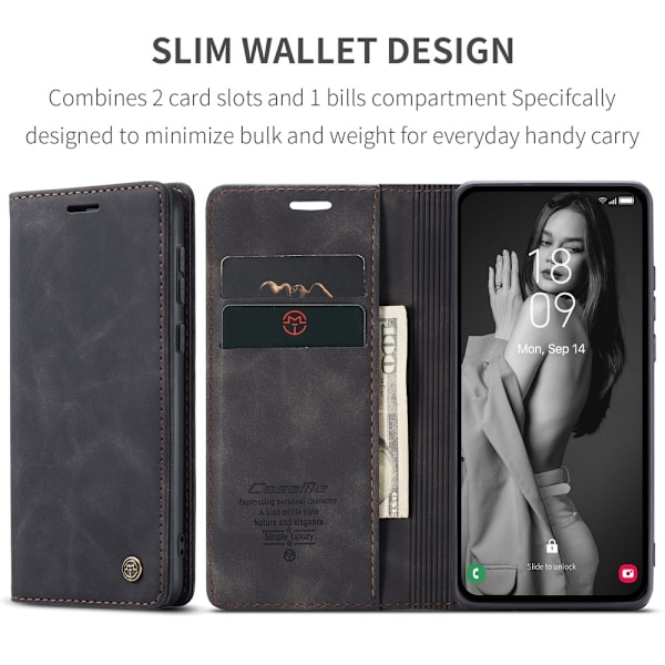 CASEME Retro Pung Taske til Samsung Galaxy A56 - Sort Black