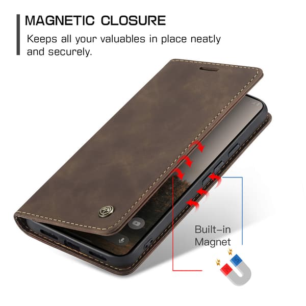 CASEME Telefonlommebokdeksel med stativ til Google Pixel 11 Pro og Google Pixel 11 Brown
