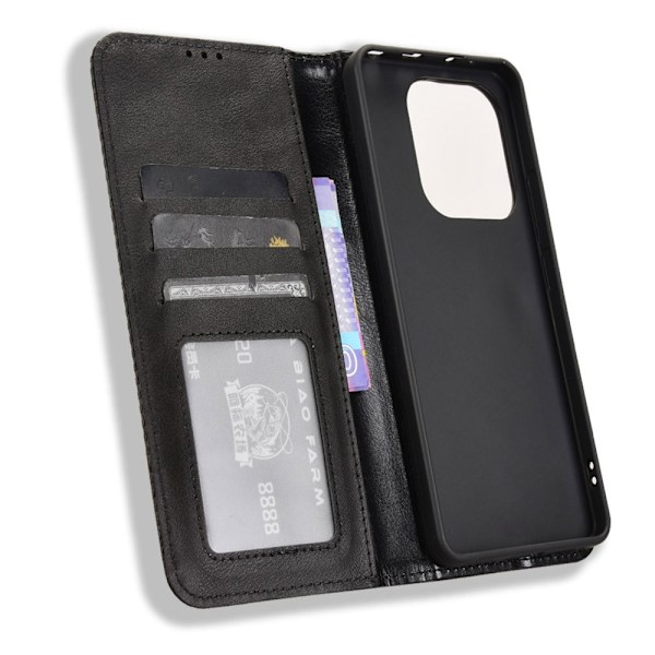 Til Xiaomi Redmi Note 14 4G Pung Stand Flip Telefonetui - Sort Black
