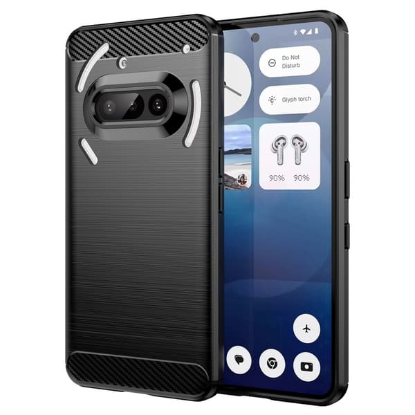 Kulfiber tekstur TPU-cover til Nothing Phone (3a) Black