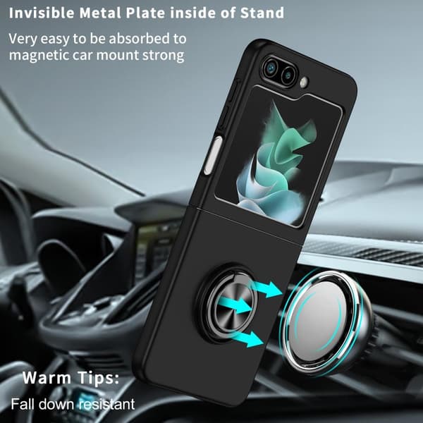 Til Samsung Galaxy Z Flip5 5G telefonetui Ring Kickstand Cover Black