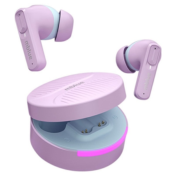 MBLUE AR03pro ANC Noise Cancellation Bluetooth 5.3 Earbuds Low Latency Gaming Hörlurar - Lila Lila
