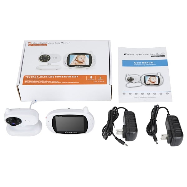 2.4G Digital trådløs 3,5 tommer farve LCD babymonitor 5m Night Vision SP850 White