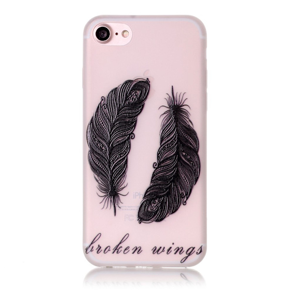 iPhone 7 4,7" Skal Glow in the dark - Tribal Feathers Purple