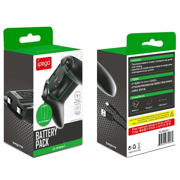 Batteri til Xbox Series X/S spilcontroller 1000 mAh batteripakke opladningskabel Black