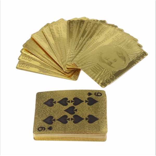 54stk Creative Vandtæt 100 Dollar Plastic Poker spillekort - Guld Gold