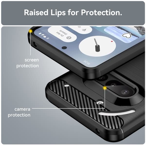 Kulfiber tekstur TPU-cover til Nothing Phone (3a) Black