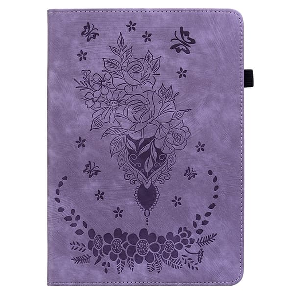 Til Samsung Galaxy Tab A11+ Etui Beskyttelse Med Roseblomst Prægning - Lilla Purple