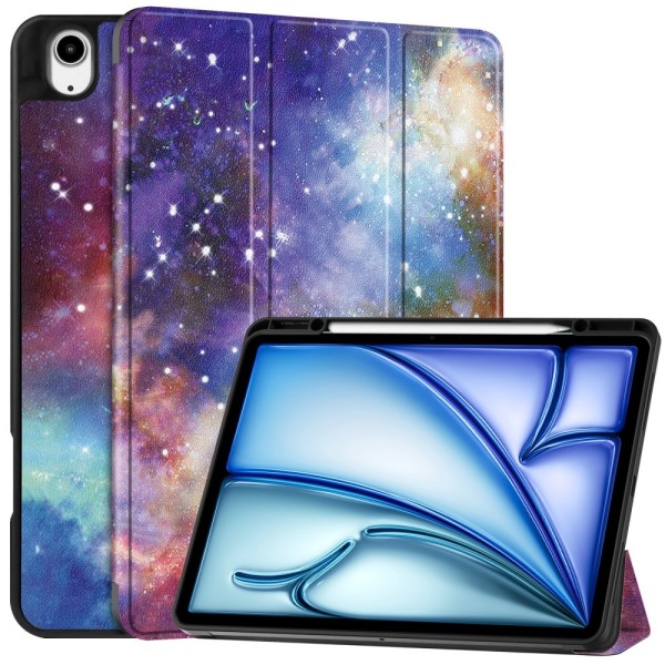 Etui for iPad Air 13 (2024) - Tri-fold Stativ, Tablettdeksel med pennholder - Galaxy Multicolor