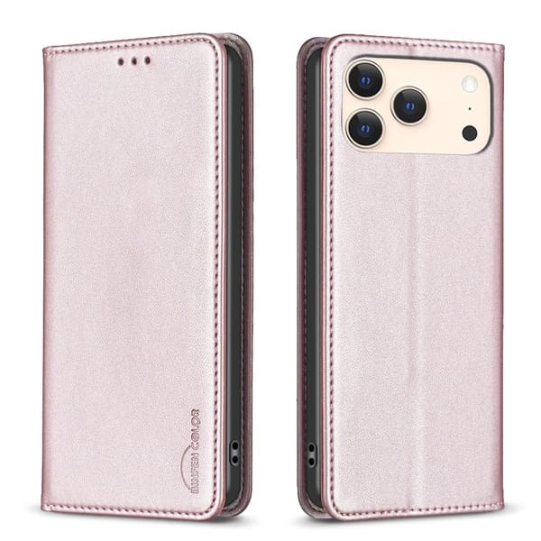 BINFEN COLOR Puhelinkotelo jalustalla iPhone 18 Pro / 17 Pro puhelimelle Pink gold