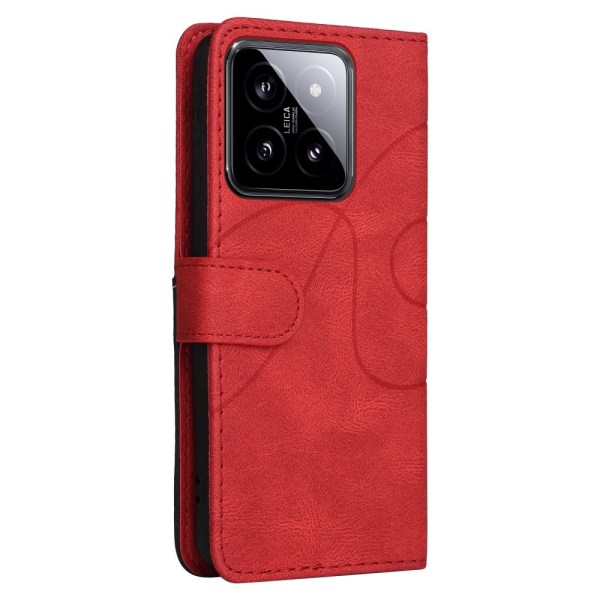 Til Xiaomi 14 KT-serie-1 dobbeltfarve tegnebog Red