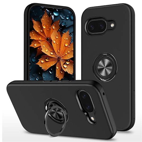 Til Pixel 10a Deksel Hybriddeksel med Finger Ring - Svart Black