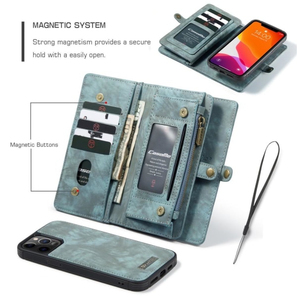 CASEME iPhone 12 / iPhone 12 Pro Retro plånboksfodral - Grön Grön