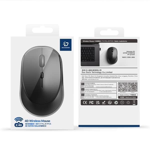 Computermus Trådløs Mus DUX DUCIS DM Series 4D 2.4G 1600 DPI Til Bærbar Computer Black